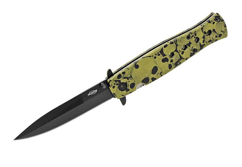 Digital Green SkullCamo Stiletto Style Spring Assist Pocket Knife