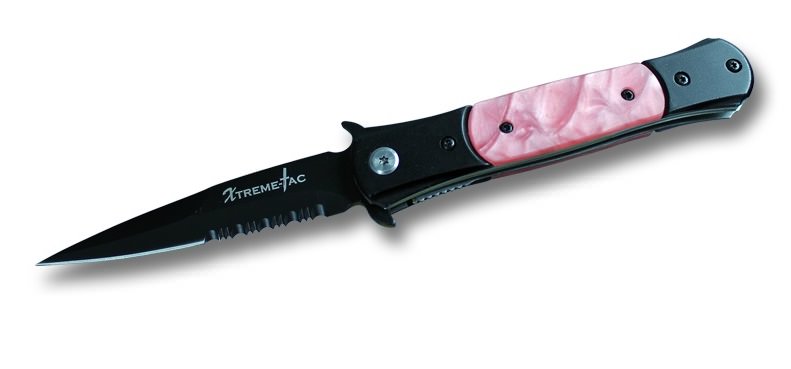 8 Inch Spring Assist Stiletto Pink Pearl Handle Knife - TOPHATTER'S ARMORY DEALS