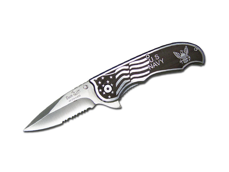 Navy Design Printed Metal Handle Assisted Open Knife - TOPHATTER'S ARMORY DEALS