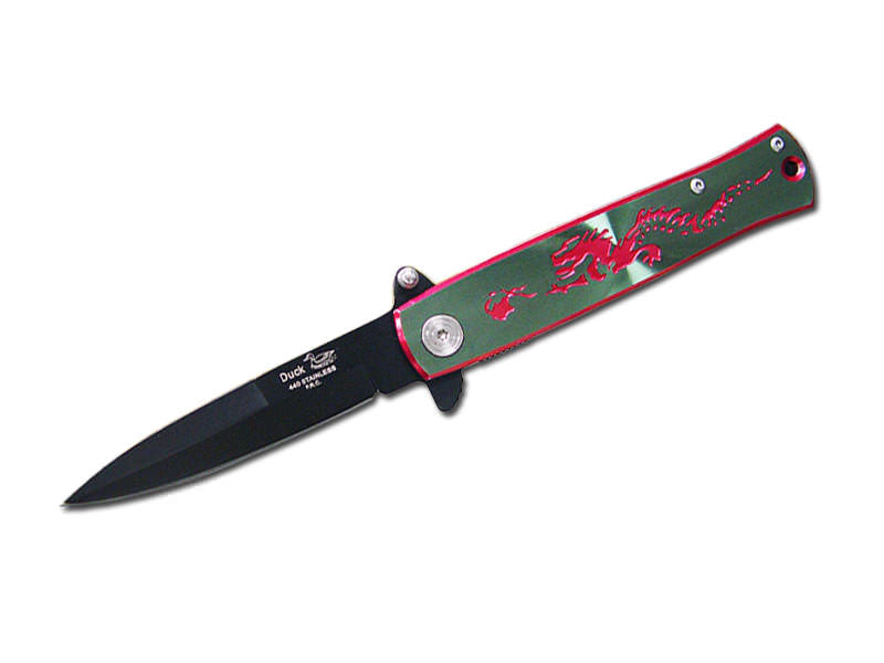 4.5 Inch Spring Assisted Opening Dragon Folding Knife - Red - TOPHATTER'S ARMORY DEALS