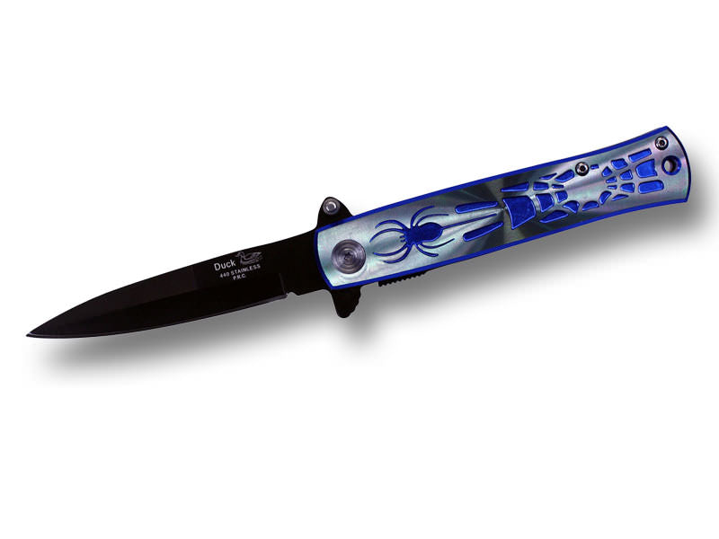 4.5 Inch Spring Assisted Opening Spider Folding Knife - Blue