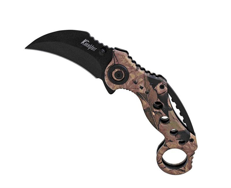 5 Inch Camo Handle Karambit Spring Assisted Opening Knife - TOPHATTER'S ARMORY DEALS