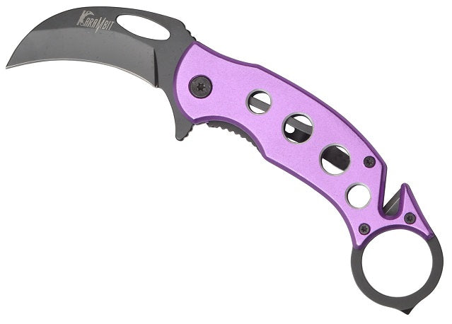 5 Inch Purple Karambit Tactical Rescue Spring Assisted Opening Knife