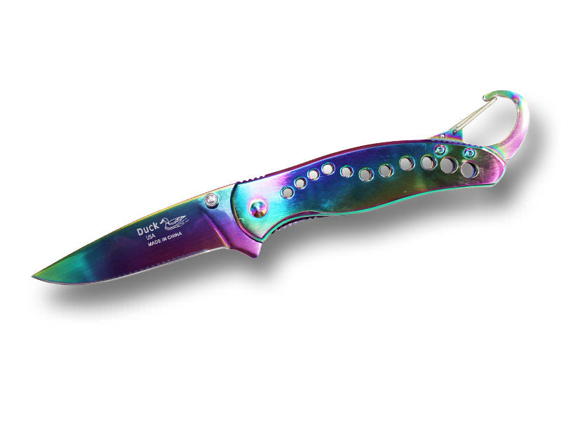 4 Inch Closed Spring Assist Folding Knife - Titanium Finish - TOPHATTER'S ARMORY DEALS