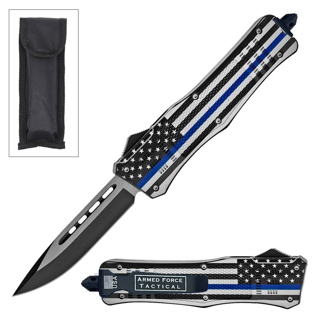 9" US Flag Ghost Tactical OTF Pocket Knife Drop Point Blade - TOPHATTER'S ARMORY DEALS