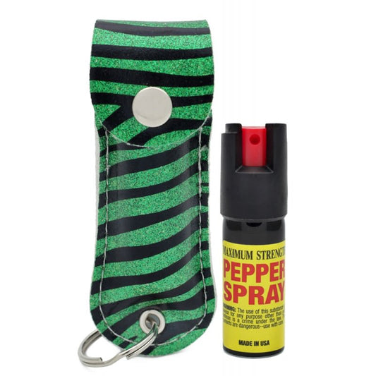 Snake Skin Pattern Personal Defense Pepper Spray OC-18 1/2 oz - Zebra Green