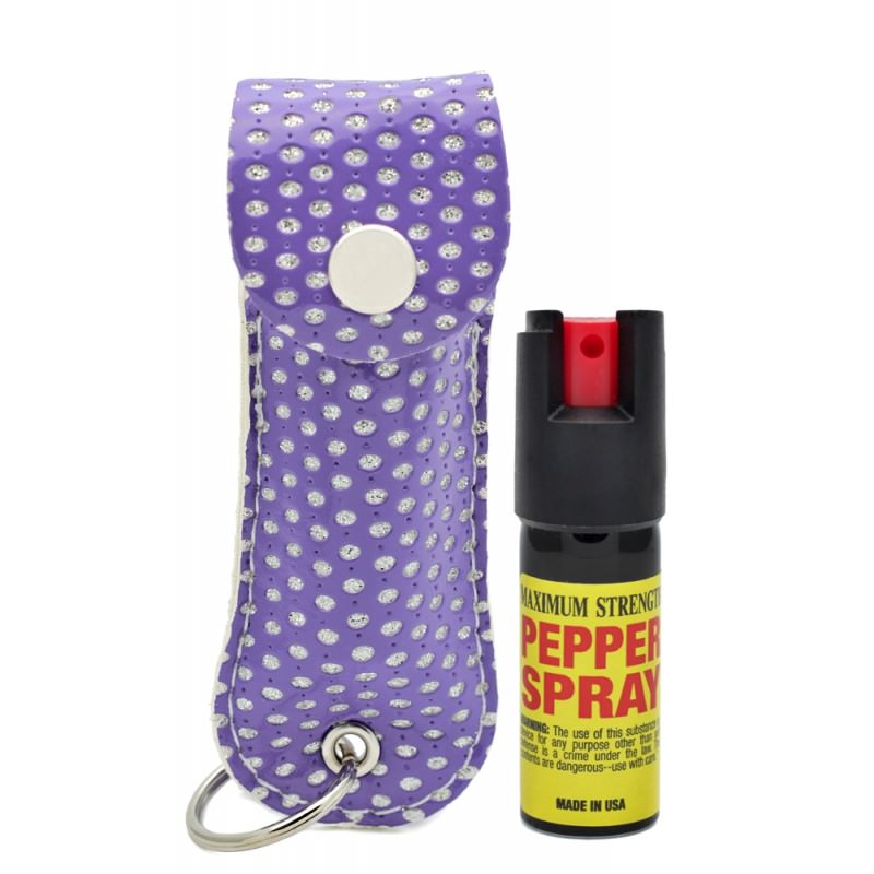 Bling Keychain Personal Defense Pepper Spray OC-18 1/2 oz With Case Purple - TOPHATTER'S ARMORY DEALS