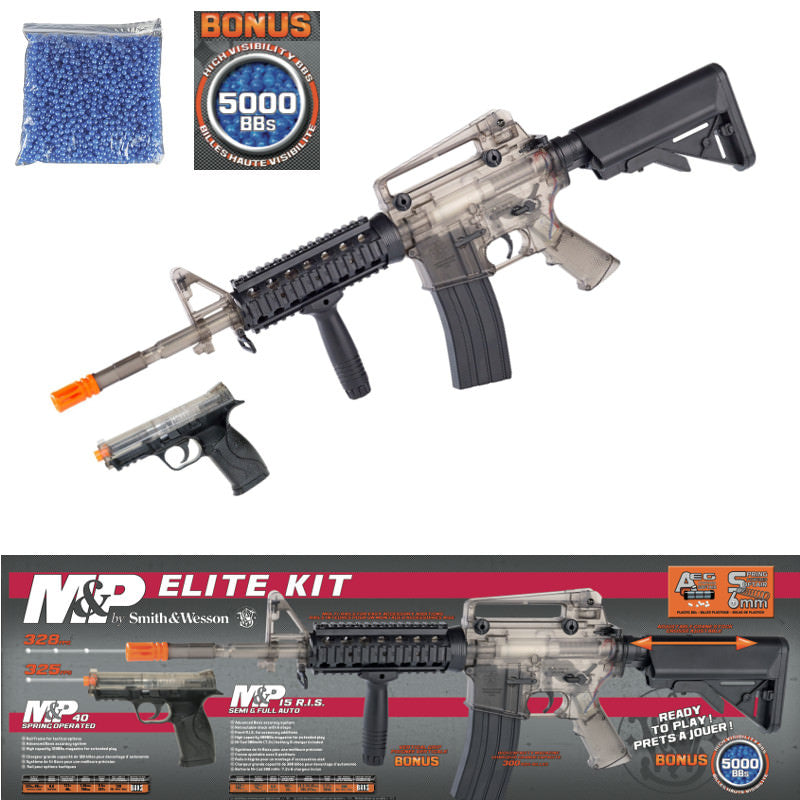 S&W M&P Elite AEG 15 RIS Electric Rifle and M&P 40 Spring Airsoft Pistol