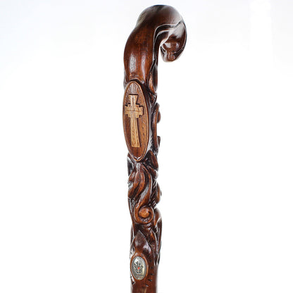 Pilgrim's Cane: Christian Cross Artisan Intricate Handcarved