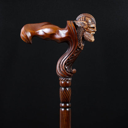 Viking Corsair: Artisan Intricate Hand-Carved Cane (Right Hand)