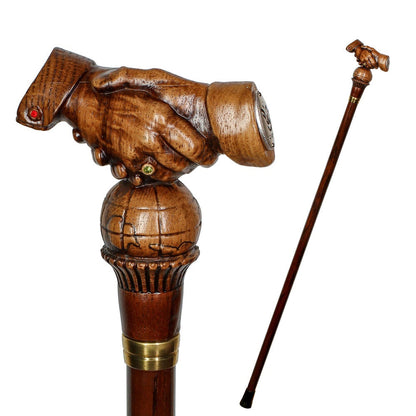 World Peace Artisan Intricate Handcarved Cane