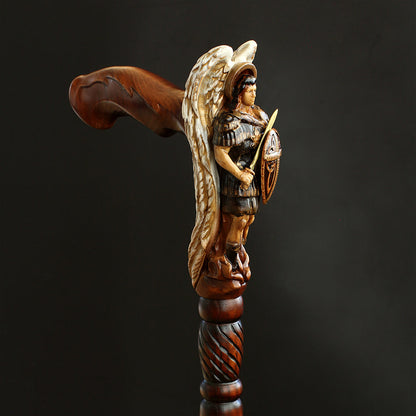 Archangel Michael White Wings: Intricate Handcarved Cane