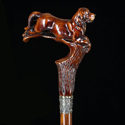Brown Labrador / Golden Retriever Dog Intricate Handcarved Cane