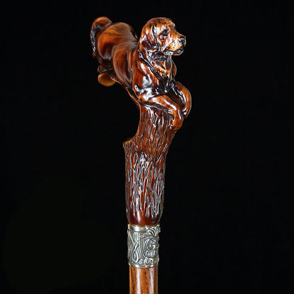 Brown Labrador / Golden Retriever Dog Intricate Handcarved Cane