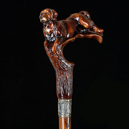 Brown Labrador / Golden Retriever Dog Intricate Handcarved Cane
