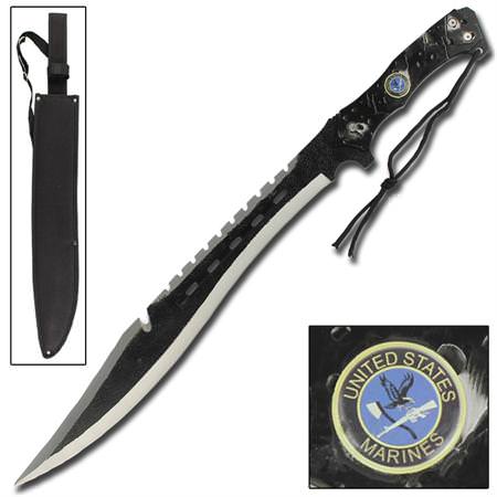 Marines Leatherneck Full Tang Sawback Machete - 25 Inches Long
