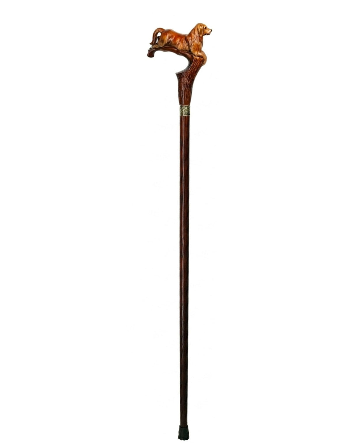 Golden Retriever Dog: Artisan Intricate Detail Handcarved Cane