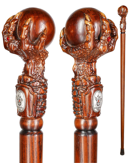 The Dragon Claw Staff - Light Wood Walking Staff Master-Carved Walking Staff