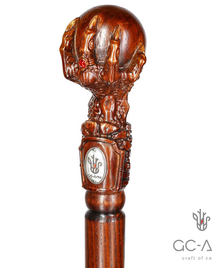 The Dragon Claw Staff - Light Wood Walking Staff Master-Carved Walking Staff