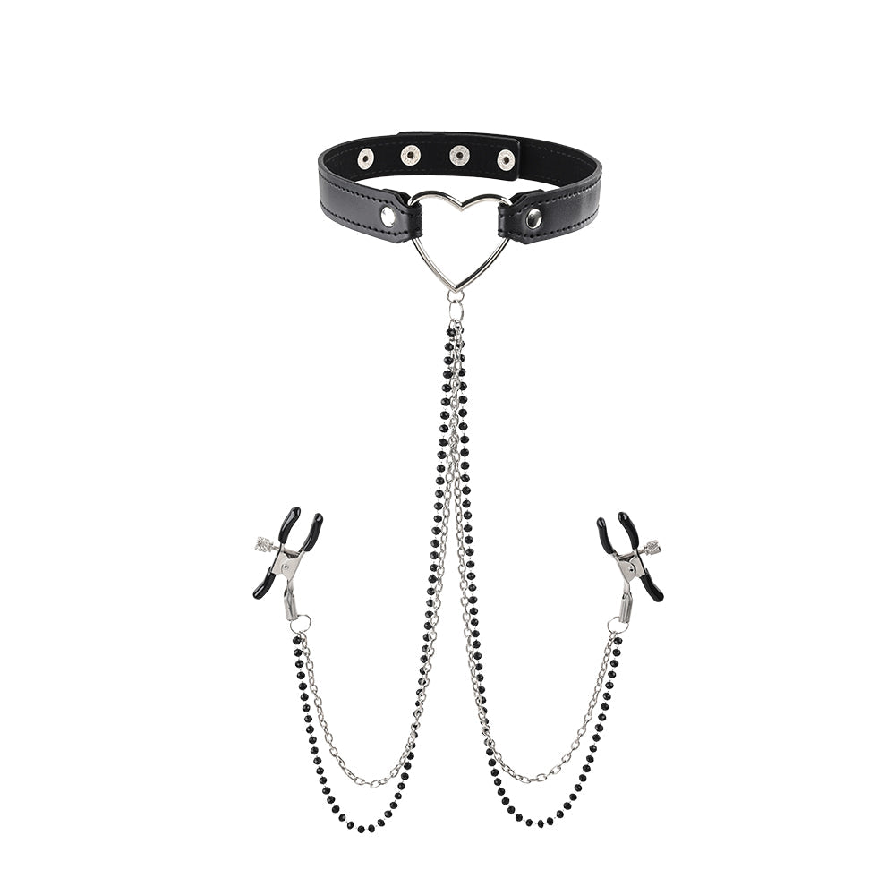 Amor Collar with Nipple Jewelry