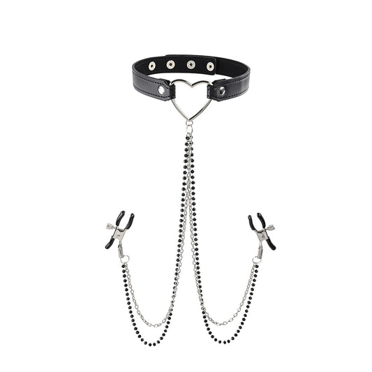 Amor Collar with Nipple Jewelry