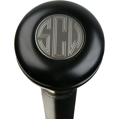 Personalized Engraved Knob Stick: Black Beechwood Shaft