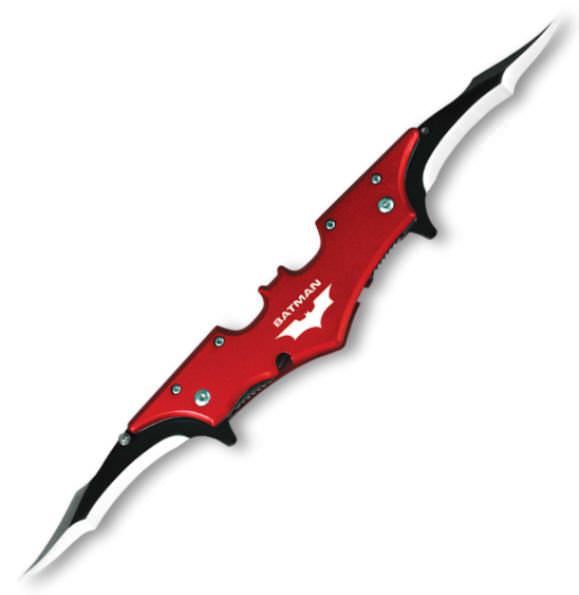 Mini Red Batman Spring Assisted Double Blade Knife