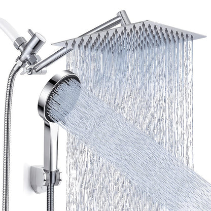 8 Inch Rain Shower Head Combo with Handheld Sprayer, 11 Inch Extension Arm and 3-Way Diverter, Chrome