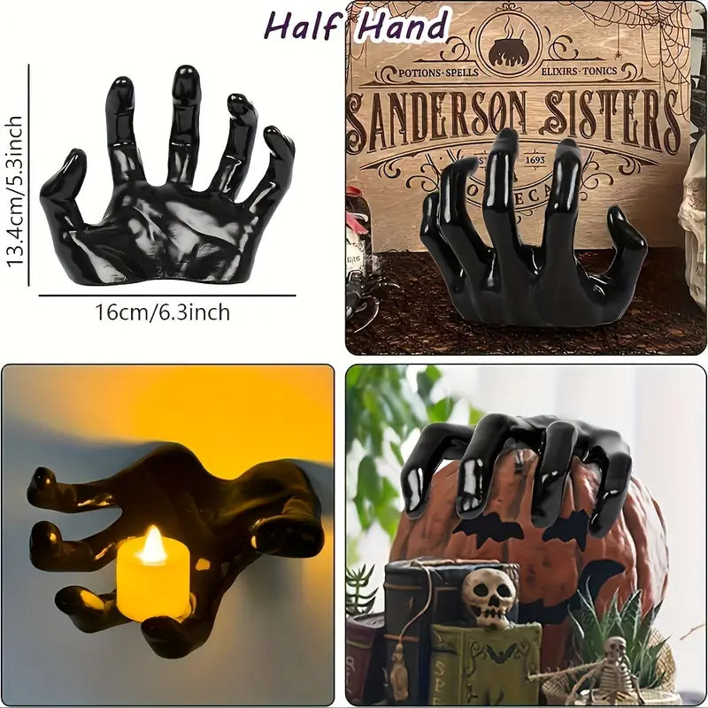 3-Pack Devil Hand Candle Holders with LED Tealights - Wall Decor