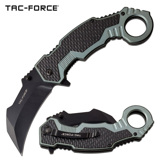 Tac Force Karambit Spring Assist Knife Black Gray Handle