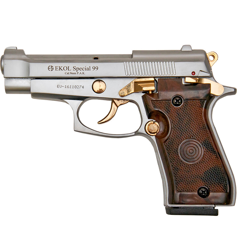 Special 99 V85 Blank Firing Gun Replica Nickel With Gold Fittings - TOPHATTER'S ARMORY DEALS