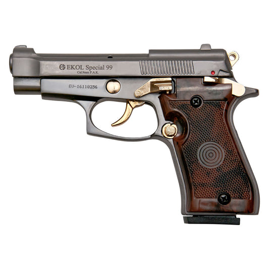 Special 99 V85 Blank Firing Gun Replica Fume Finish With Gold Fittings