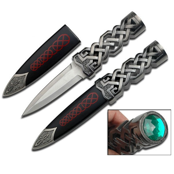 9" Green Jewel Ceremonial Celtic Boot Blade Dagger Knife