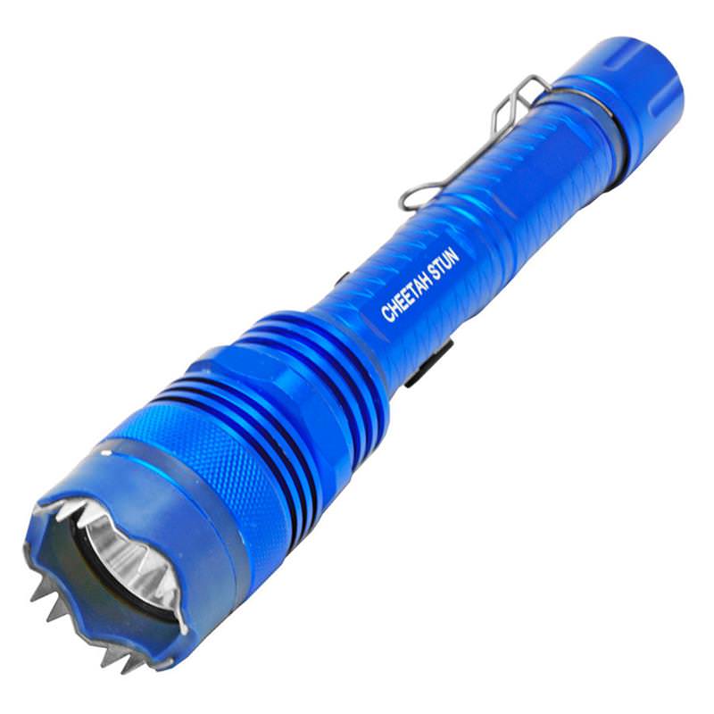 Defender 10 Million Volt Tactical Flashlight Stun Gun Rechargeable All Metal Blue