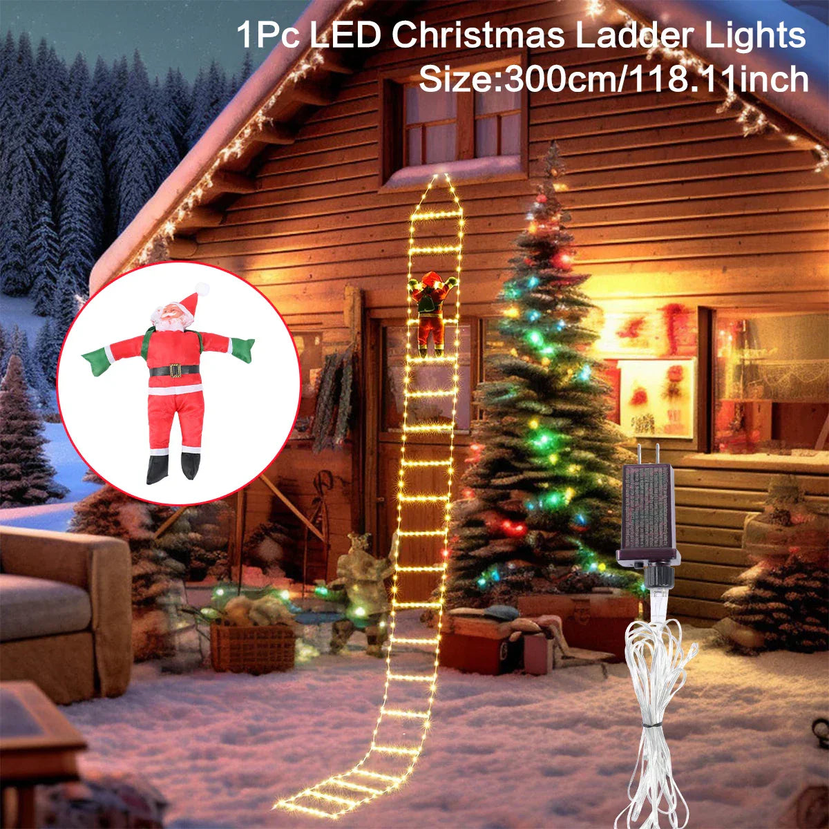 3M Santa Claus Climbing Ladder with Warm Lights
