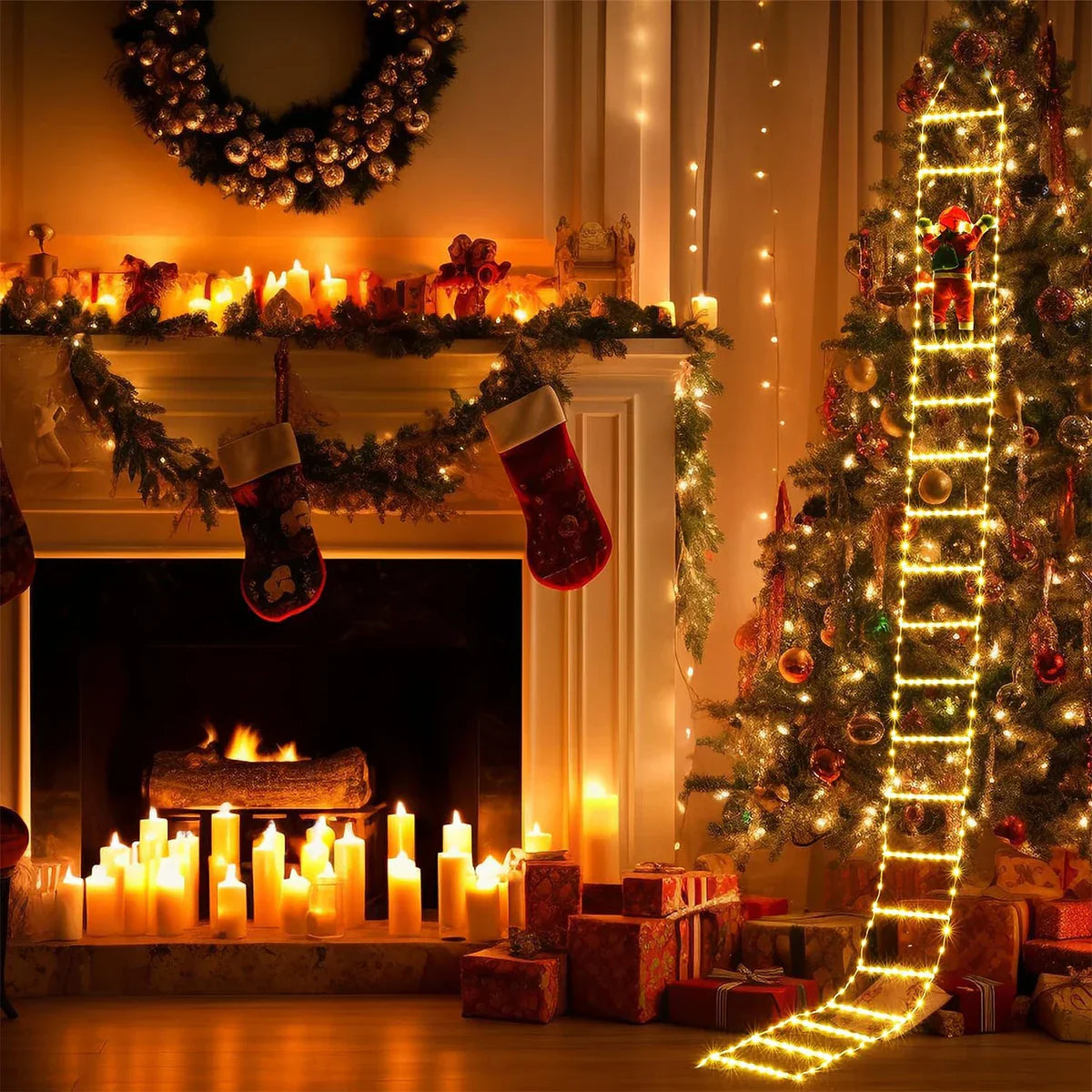 3M Santa Claus Climbing Ladder with Warm Lights