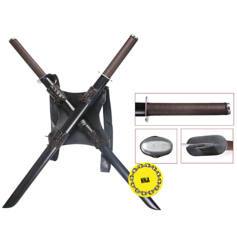 Leonardo Dual Ninja Swords With Back Carrying Custom Scabbard - TOPHATTER'S ARMORY DEALS