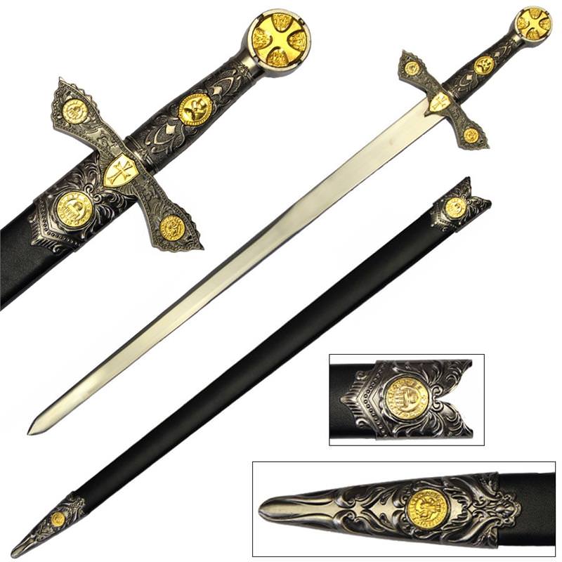 Christian Crusader Knight's Templar Medieval Long Sword with Scabbard - TOPHATTER'S ARMORY DEALS