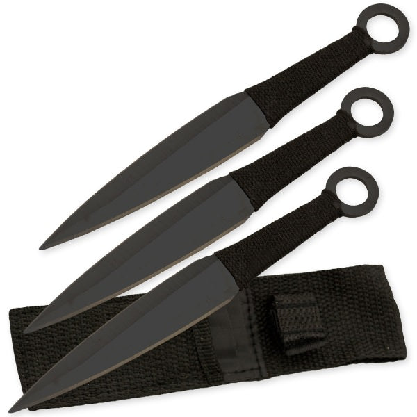 3 Pcs Kunai Uzumaki Anime Manga Throwing Knives Black