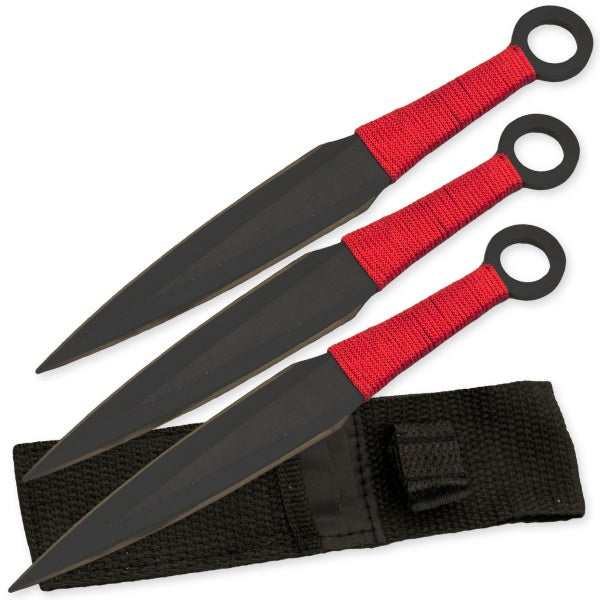 3 Pcs Kunai Uzumaki Anime Manga Throwing Knives Red
