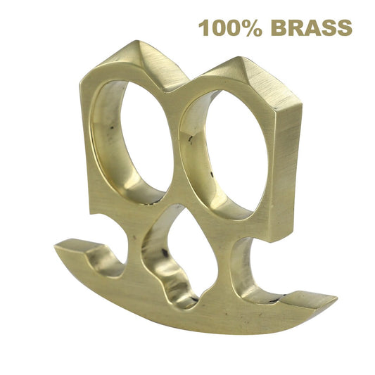 Two Finger Double Knuckle Pure Brass Novelty Paper Weight Knuckleduster