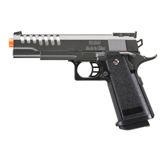 2011 Alloy Series Spring Airsoft Pistol with Wavey Stippling - Silver Gray