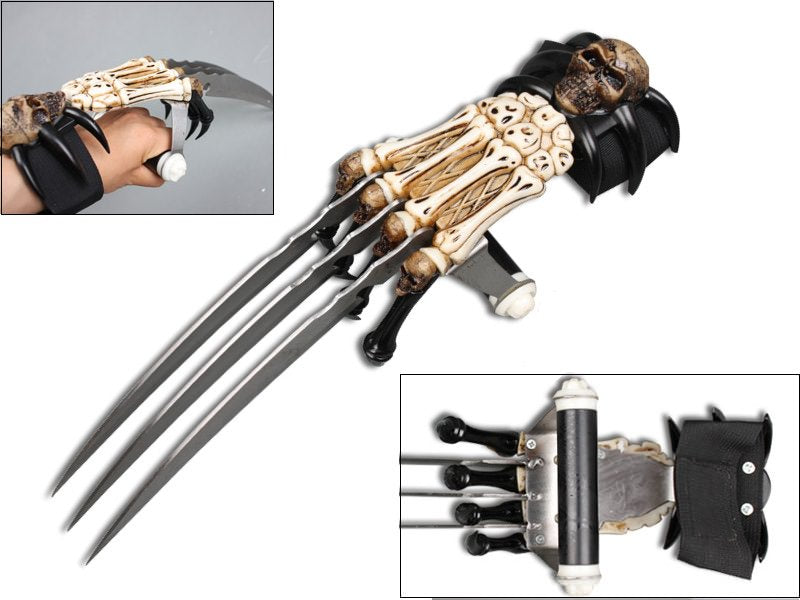 Skull & Bones Gauntlet Style Hand Claws Fantasy Dagger