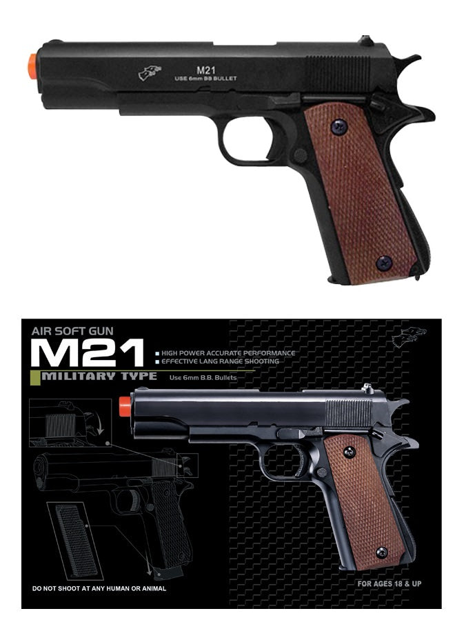 Airsoft Spring Pistol M21B Black Heavy Weight 1/1 Scale
