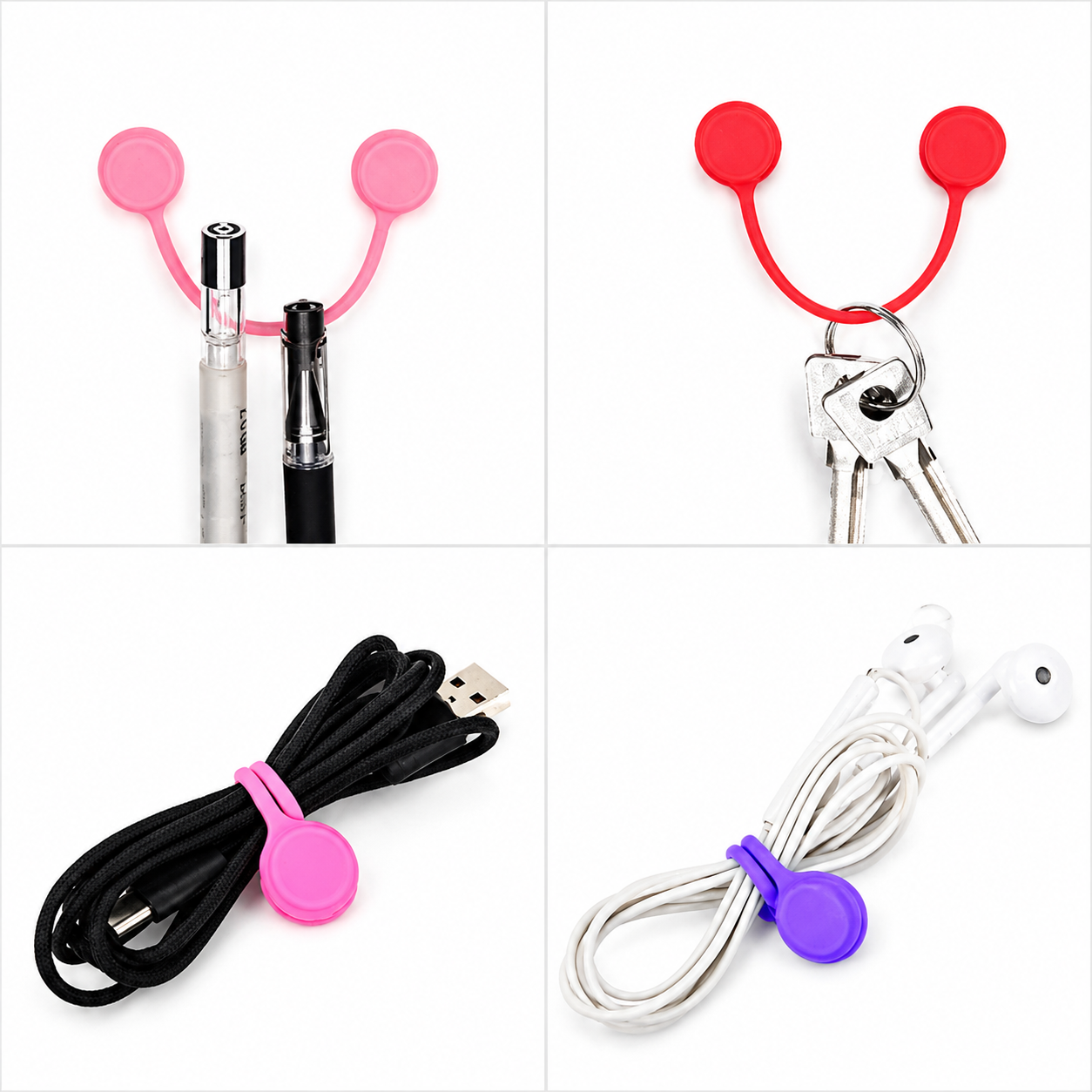 Magnetic Cable Ties for Cord Organizing - Reusable Silicone Charger Wrap