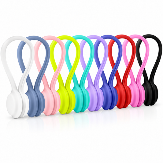 Magnetic Silicone Cord Ties Gift Set - Colorful Reusable Cable Organizers