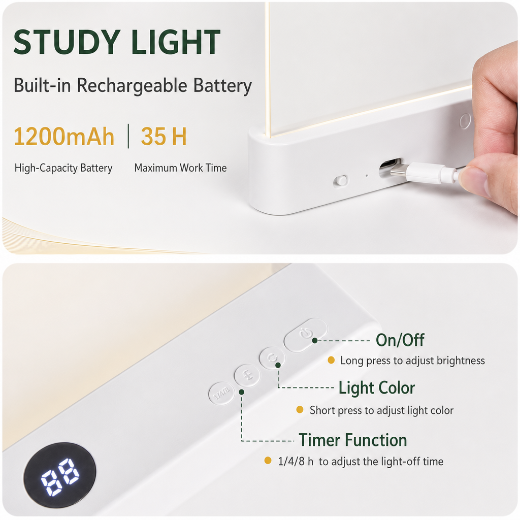 Cute Dimmable Night Light and Book Lamp for Cozy Bedtime Reading