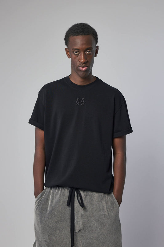 Tee Jersey Black + 44 Patched Solid Dirty White