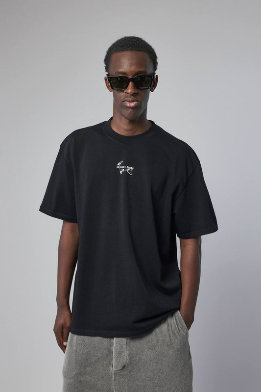 Tee Jersey Black + Pins Dirty White