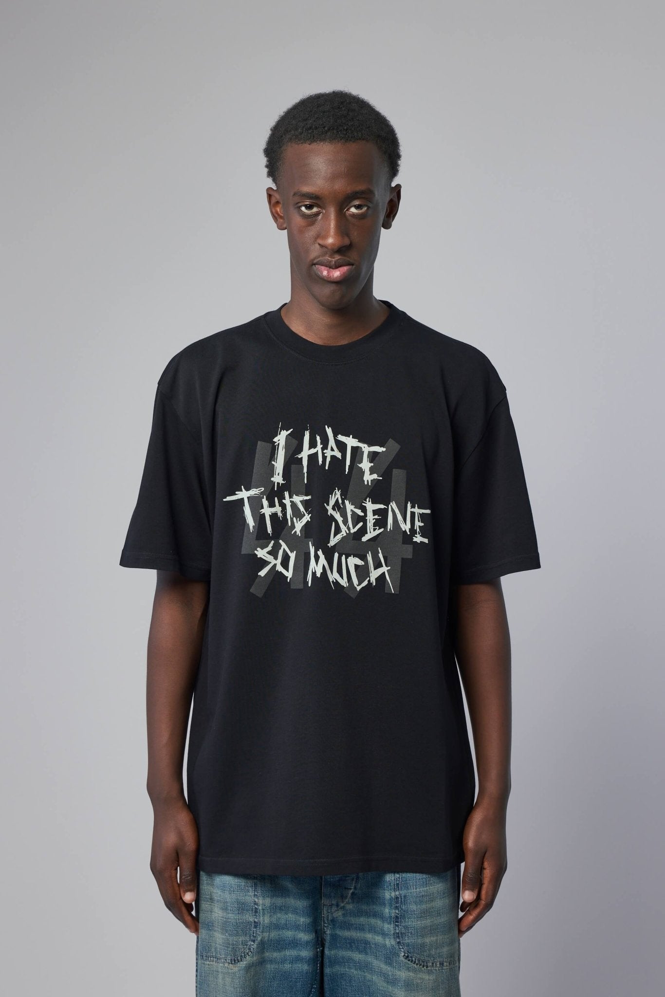 Tee Jersey Black + Scene Dirty White